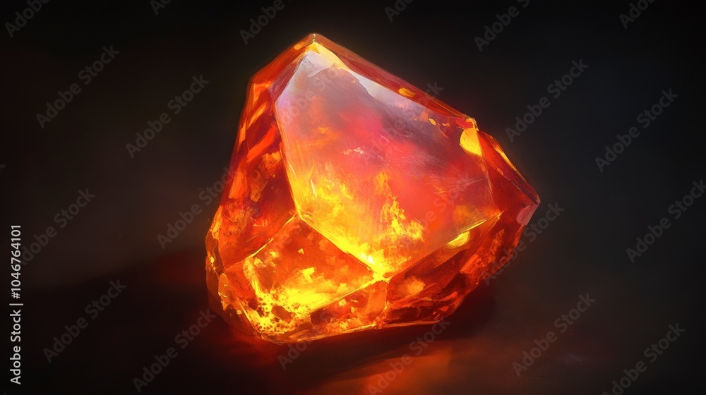 Radiant Orange Crystal with Glowing Details