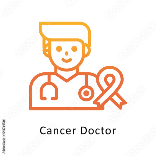 Cancer Doctor vector Outline Gradient Design icon. Cancer Symbol on White background EPS 10 File