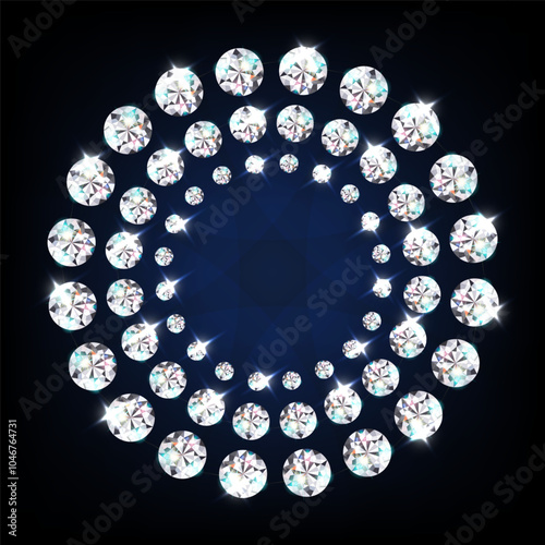 Frame circle of diamonds vector