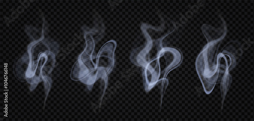 realistic smoke, vector illustration light haze, transparent steam on isolated background
