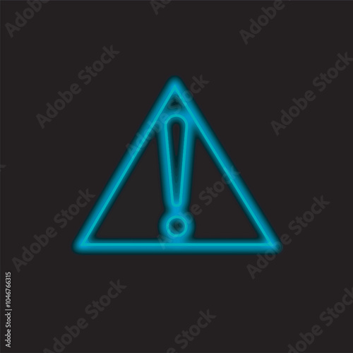 neon warning symbol isolated on black background. Warning symbol icon with glowing neon outline. Vector illustration.