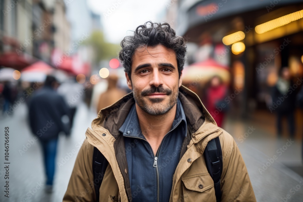 Portrait of a handsome young man with beard in the city. Portrait of a handsome young man with beard in the city.