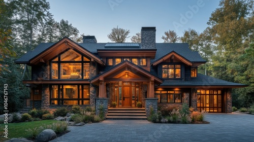 Craftsman lodge with handcrafted details. photo
