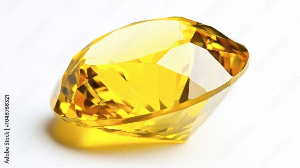 Brilliant Yellow Gemstone on a White Background Brilliant Yellow Gemstone on a White Background