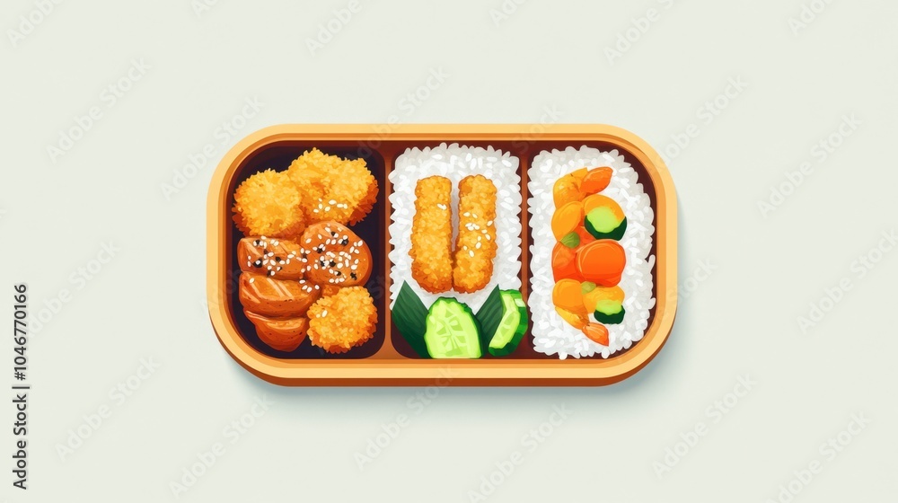 Delicious Asian Cuisine in Bento Box Format Delicious Asian Cuisine in Bento Box Format