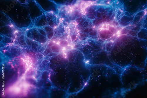 Complex Neural Network of an Artificial Intelligence Brain with Glowing Data Streams