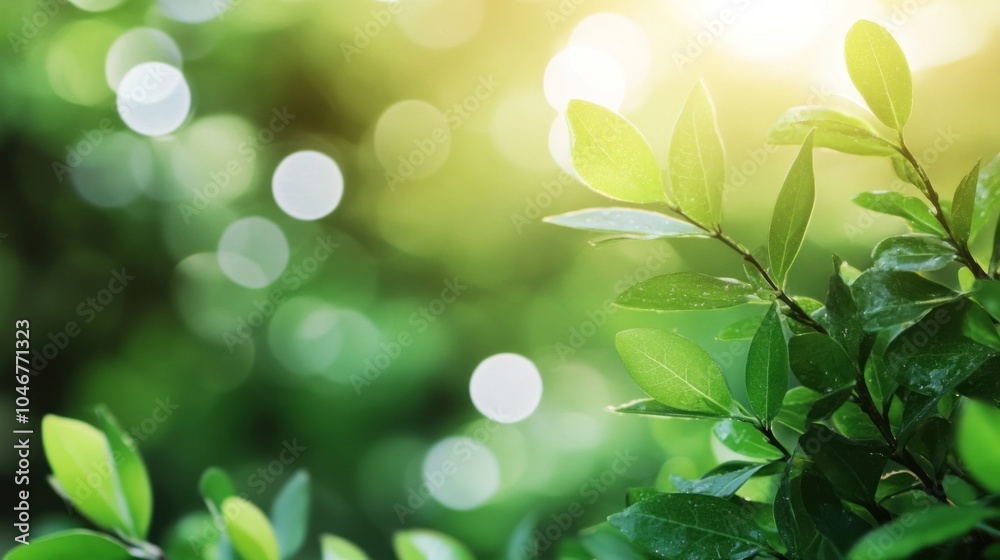 Sunlit Green Leaves and Branches with Blurred Background Sunlit Green Leaves and Branches with Blurred Background