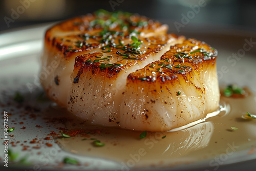 Delicious Cooked Scallop with Herbs and Spices