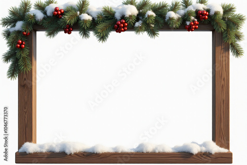 wood frame christmas decor png file snow empty space