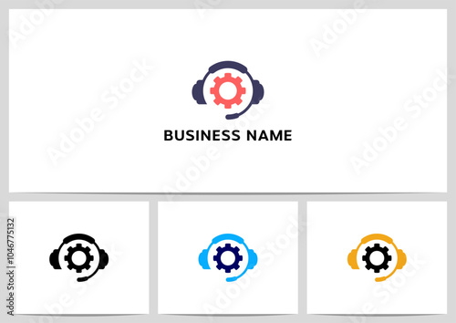 Headphone Headset Gear Setting Icon Logo Design