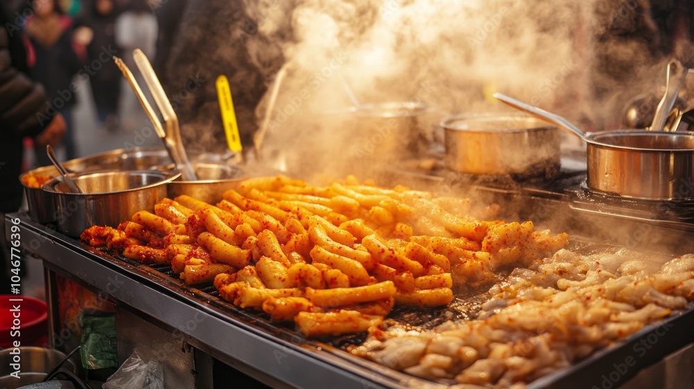 A grill is filled with food, including some that is being cooked A grill is filled with food, including some that is being cooked