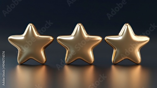 Three golden stars on a black background.