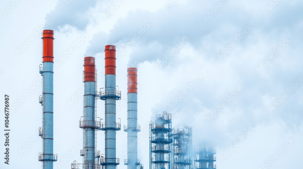 Obraz premium The impact of industrial pollution examining emissions from smoke stacks and their effects on the environment and public health