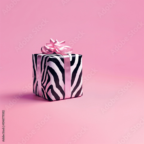 New Years gift wrapped in zebra print.
