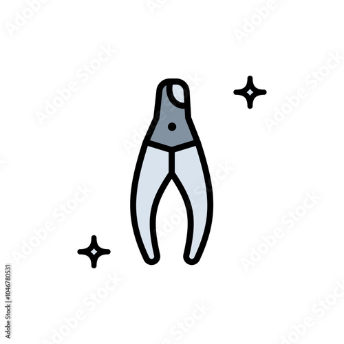 Claw cutters color simple sign. Grooming Tools vector icons. Pet Care and Accessories Icons. Essentials for Dogs and Cats. Icons for Pet Shops and Animal Hygiene. Isolated on white background.