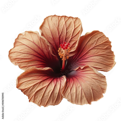 Dried Hibiscus Flower Close-Up Isolated on Transparent Background, Dried Floral Element for scrapbooking and Decoration 
 photo