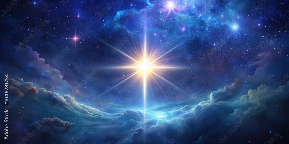 Single star shining through a nebula in the vastness of space, star, space, galaxy Single star shining through a nebula in the vastness of space, star, space, galaxy
