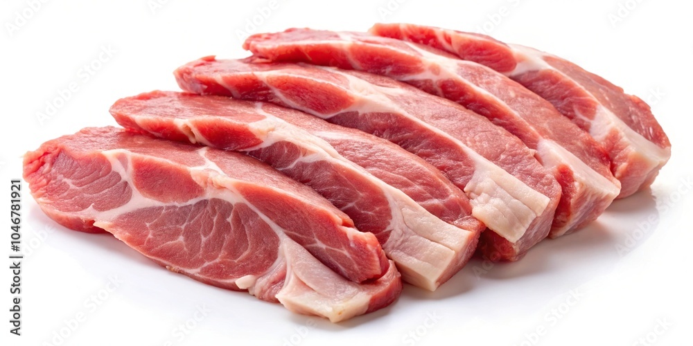 Sliced raw pork meat isolated on white background Sliced raw pork meat isolated on white background