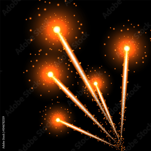 fireworks explode upwards creating sparks of light