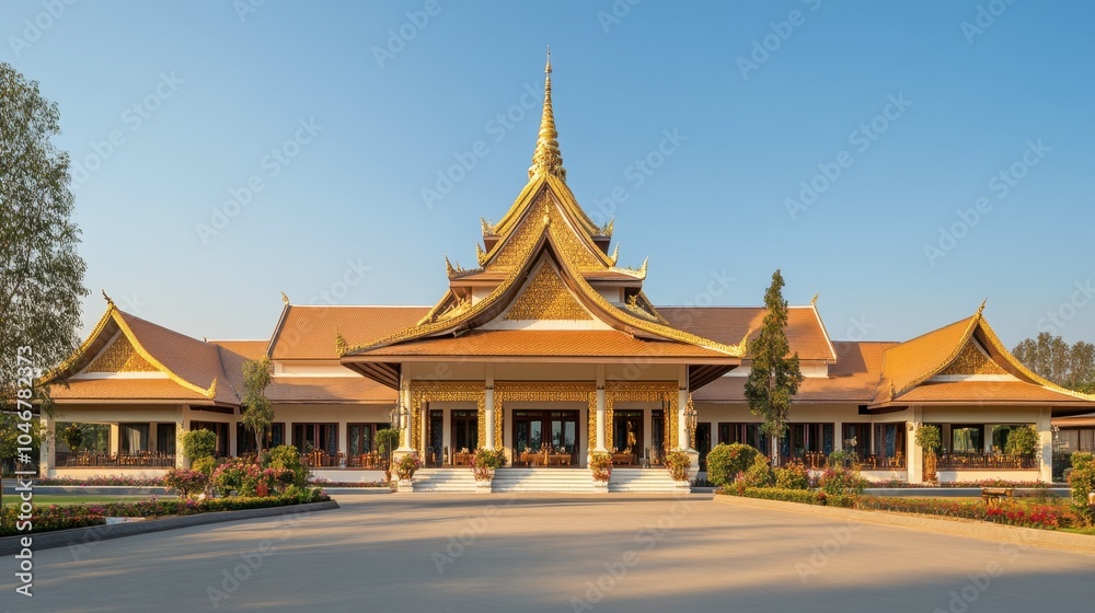 Magnificent Temple with Golden Roof and Clear Sky Magnificent Temple with Golden Roof and Clear Sky