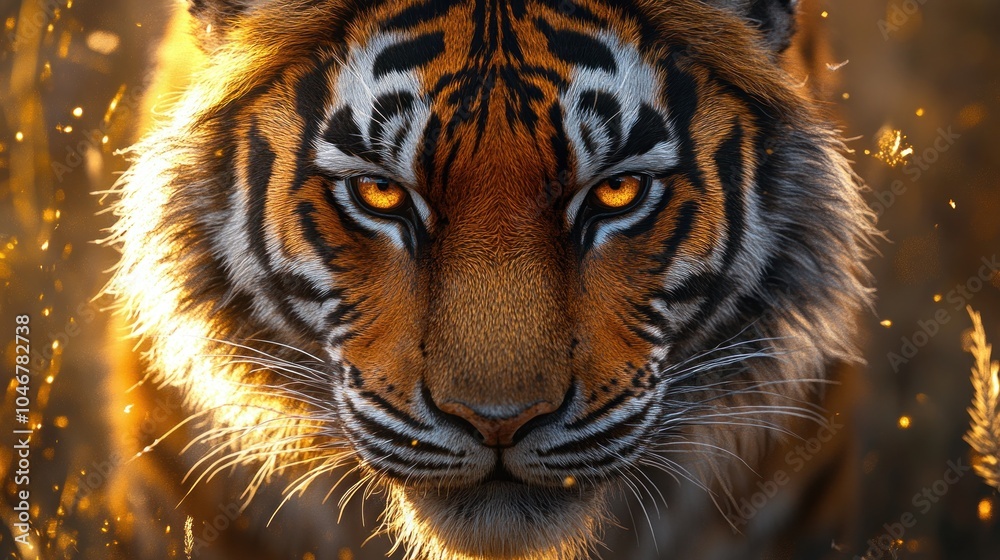 Naklejka premium Majestic Tiger with Glowing Eyes