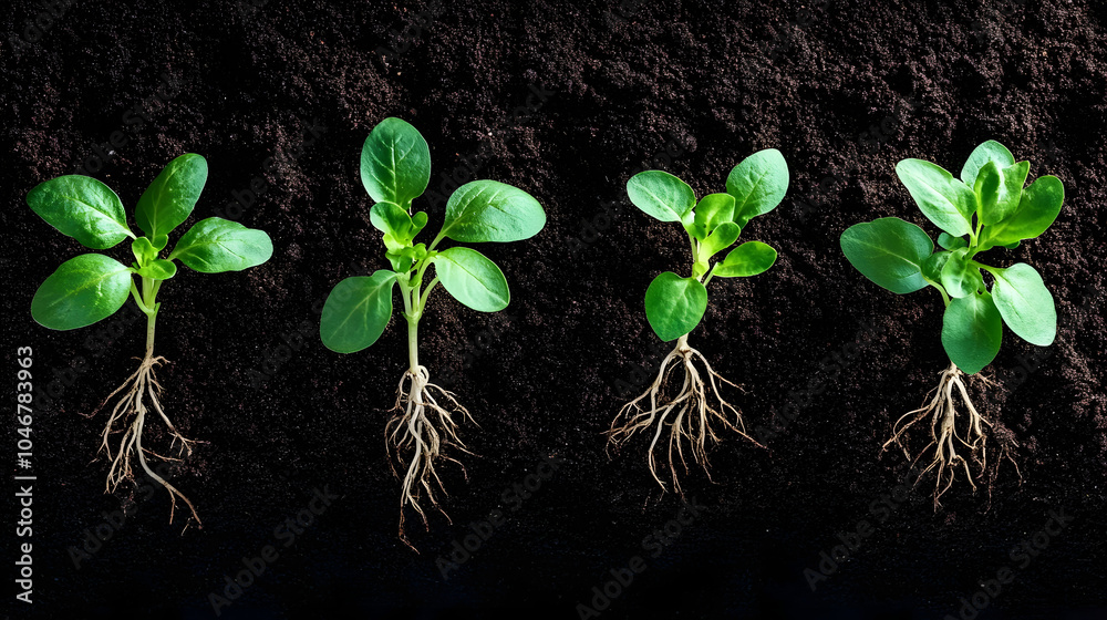 Naklejka premium Tiny Herb Seedlings Grow!
