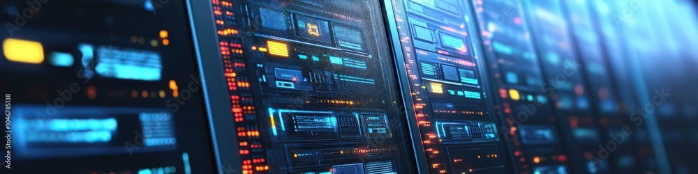 Information technology concept with digital servers and data transfer Information technology concept with digital servers and data transfer