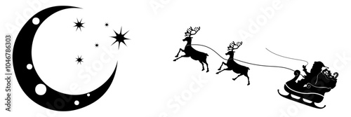 Santa sleigh silhouette  white background