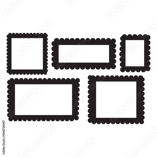 Blank rectangle and square Postage stamp frames set icons. vintage postage stamps. vector illustration.