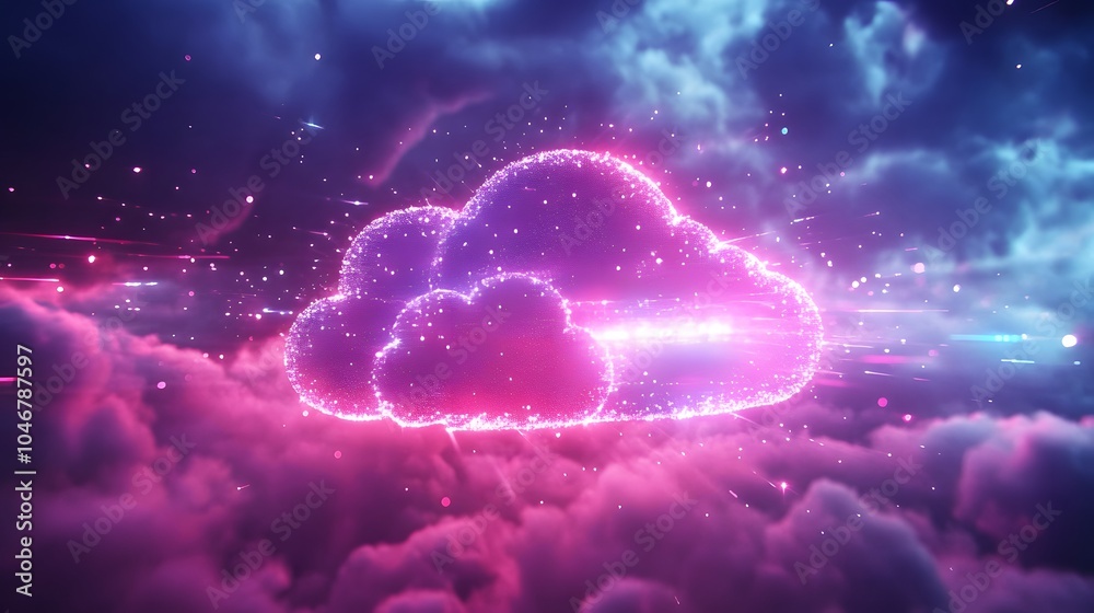 Obraz premium Cloud computing concept,cloud for transfer data.Cloud computing, big data center, future infrastructure, digital ai concept. Virtual hosting symbol,icon. upload download.Virtual hosting symbol.