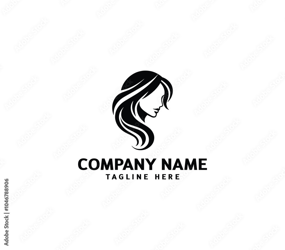 Vector woman hair logo. Hair minimalist logo. hairstyle logo for beauty salon, hair salon, cosmetic Vector woman hair logo. Hair minimalist logo. hairstyle logo for beauty salon, hair salon, cosmetic