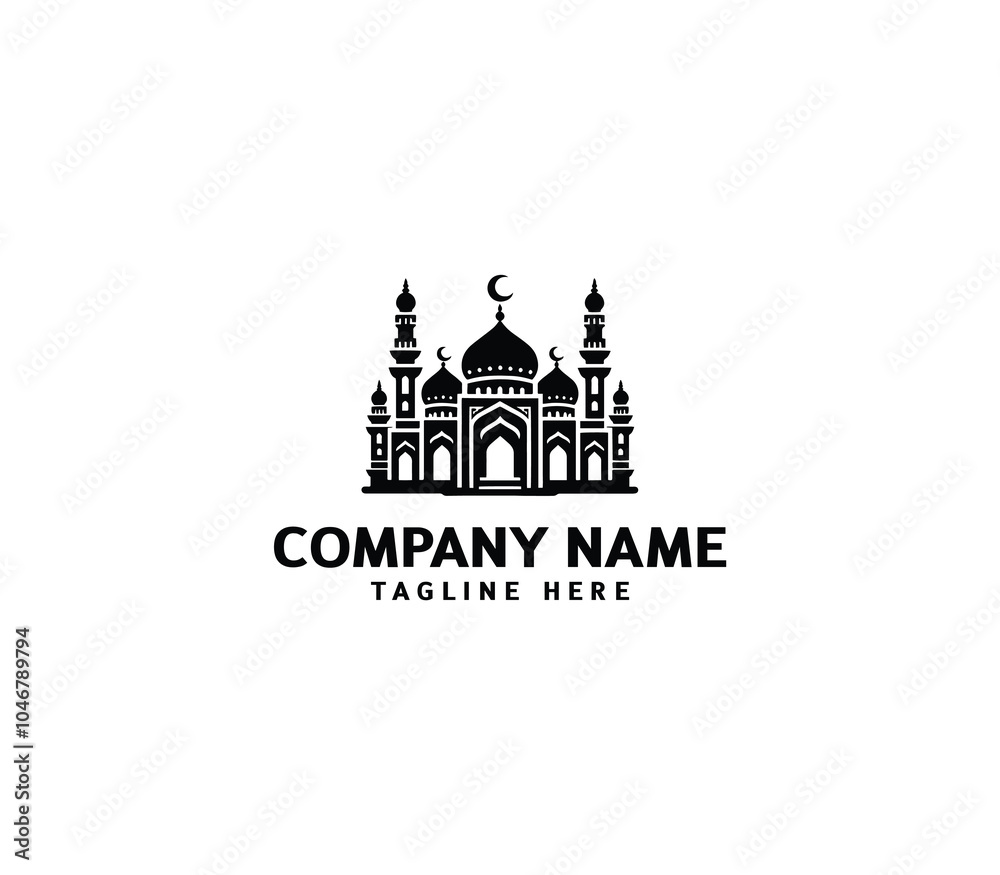 Vector silhouette mosque silhouette logo. Masjid sings template. Islamic building symbol. Masjid icon Vector silhouette mosque silhouette logo. Masjid sings template. Islamic building symbol. Masjid icon