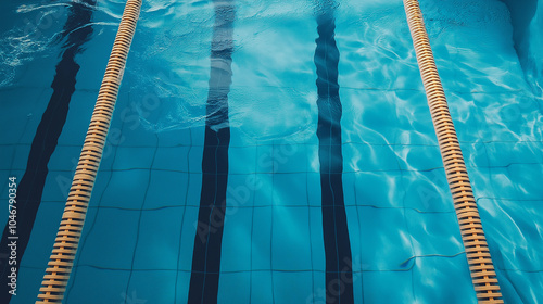 Top-Down View of Lane Lines in an Empty Blue Swimming Pool