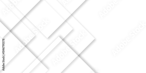 Abstract white background with diamond and triangle shapes layered in modern abstract pattern design.Grey white abstract square background geometry shine and layer element vector for presentation.	