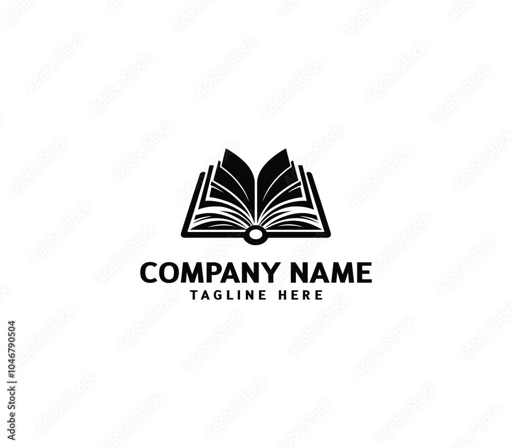 Vector book education logo design. Creative black open book logo. Book sign icon. Reading book logo Vector book education logo design. Creative black open book logo. Book sign icon. Reading book logo