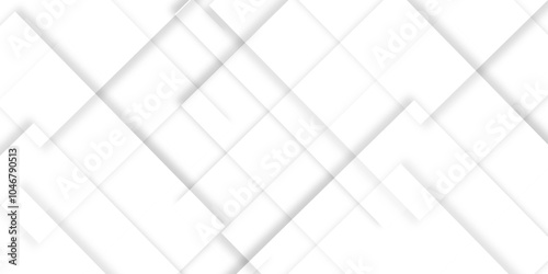 Abstract white background with diamond and triangle shapes layered in modern abstract pattern design. Grey, white abstract square background geometry shine and layer element vector for presentation.	