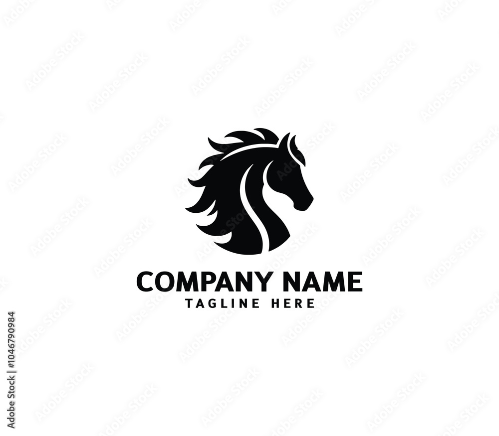 Obraz premium Vector horse silhouette logo. Concept of horse's head. Minimalist horse head logo. horse logo template