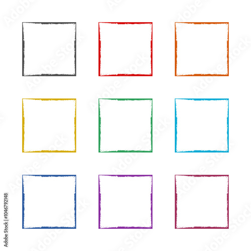 Grunge frame icon isolated on white background. Set icons colorful
