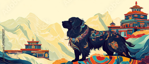 Tibetan Mastiff Guarding Mountain Monastery: Majestic Canine Patrols Ancient Grounds