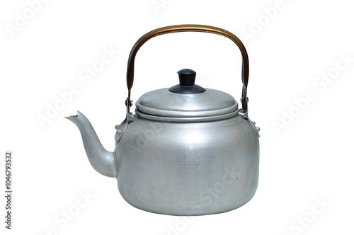 Aluminum kettle with white background