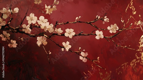 Traditional Chinese red apricot flower pattern illustration poster background