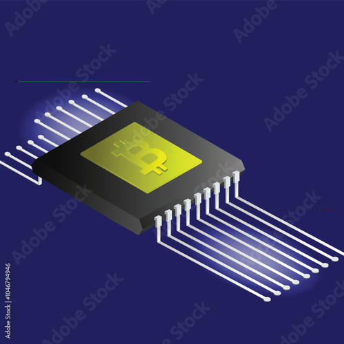 Bitcoin microchip vector