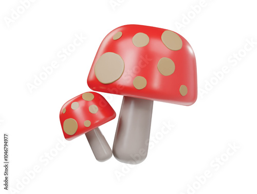 Mashroom icon 3d render illustration