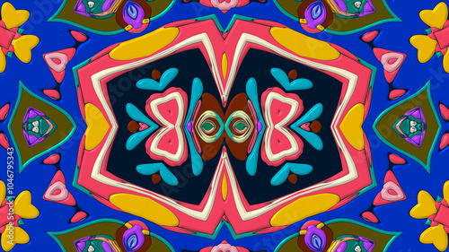 Abstract colorful psychedelic mandala kaleidoscope background pattern for a summer music festival