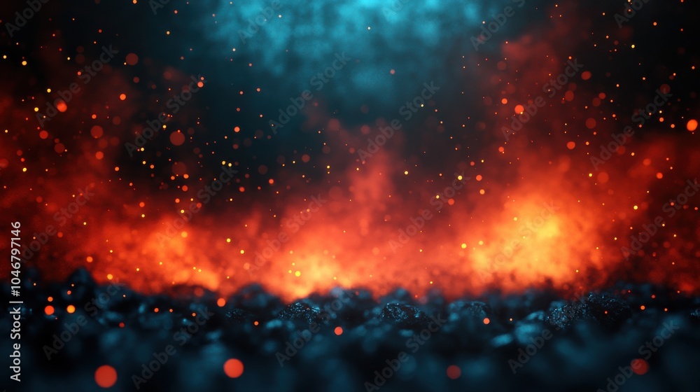 Fototapeta premium Colorful Fireworks Over Dark Forest Background