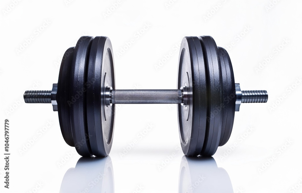 dumbbell isolated on white, closeup of a dumbbell