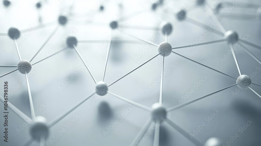 Abstract interconnected network of nodes and lines on grey background Abstract interconnected network of nodes and lines on grey background