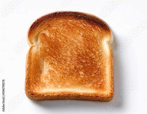 one roasted toast on white background, slice of bread