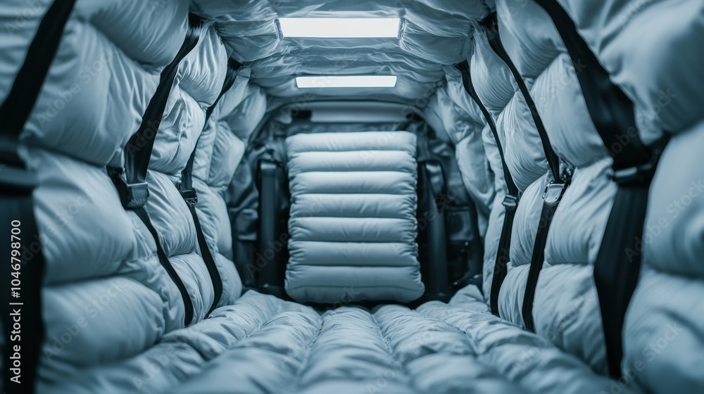 Fototapeta premium Interior View of Deployed Airbags in Vehicle