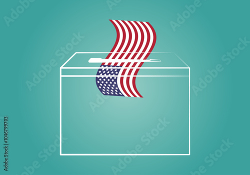 Elecciones en EEUU. Urna con la bandera de EEUU a modo de papeleta